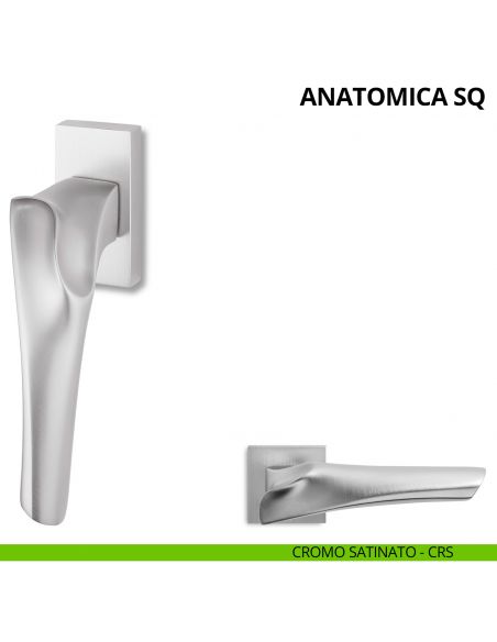 Maniglia per finestra martellina DK Anatomica SQ Ento cromo satinato