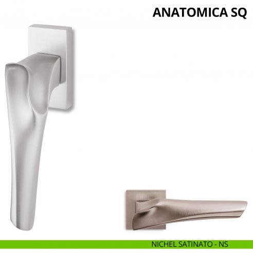 Maniglia per finestra martellina DK Anatomica SQ Ento nichel satinato