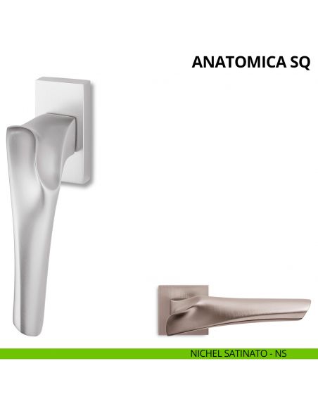 Maniglia per finestra martellina DK Anatomica SQ Ento nichel satinato