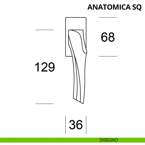 Maniglia per finestra martellina DK Anatomica SQ Ento disegno