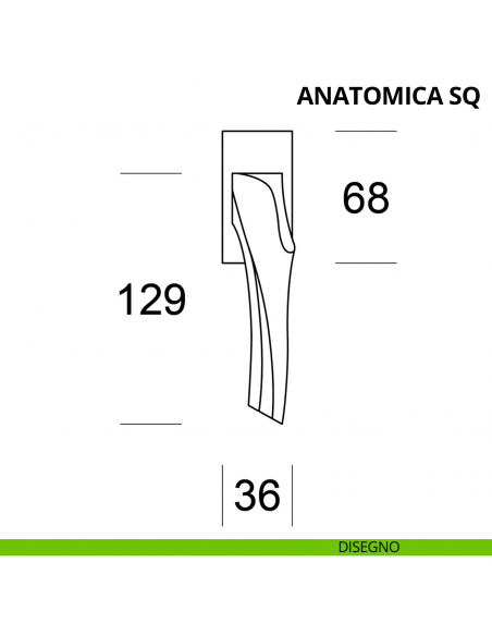 Maniglia per finestra martellina DK Anatomica SQ Ento disegno