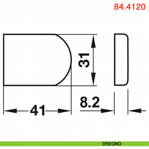 Placchetta copriscatolina semitonda nichel opaco Blum 84.4120 per cerniera per anta in vetro - disegno