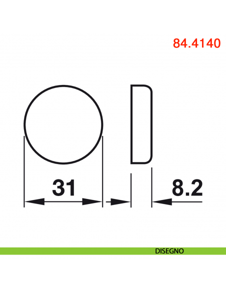 Placchetta copriscatolina tonda nichel opaco Blum 84.4140 per cerniera per anta in vetro - disegno