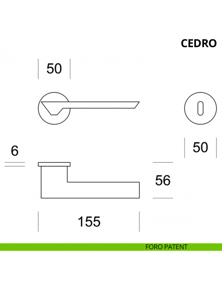 Maniglia per porta interna Cedro Ento rosetta tonda foro patent