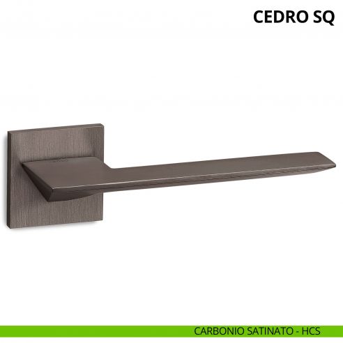 Maniglia per porta interna Cedro SQ Ento rosetta quadrata carbonio satinato