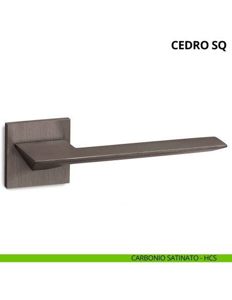Maniglia per porta interna Cedro SQ Ento rosetta quadrata carbonio satinato