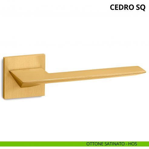 Maniglia per porta interna Cedro SQ Ento rosetta quadrata ottone satinato