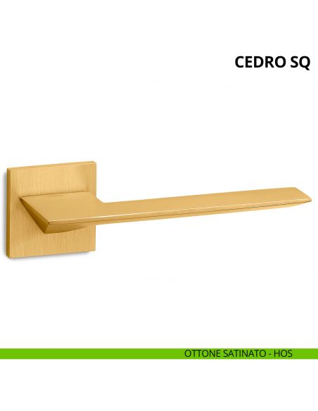 Maniglia per porta interna Cedro SQ Ento rosetta quadrata ottone satinato