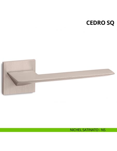 Maniglia per porta interna Cedro SQ Ento rosetta quadrata nichel satinato