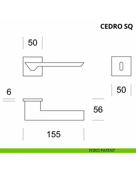 Maniglia per porta interna Cedro SQ Ento rosetta quadrata foro patent