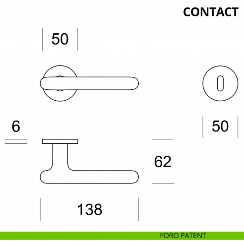 Maniglia per porta interna Contact Ento rosetta tonda foro patent