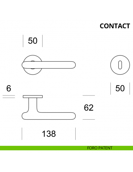 Maniglia per porta interna Contact Ento rosetta tonda foro patent