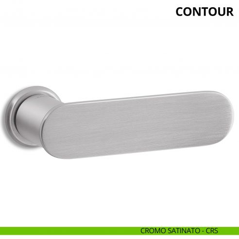 Maniglia per porta interna Contour Ento rosetta tonda cromo satinato