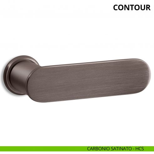 Maniglia per porta interna Contour Ento rosetta tonda carbonio satinato