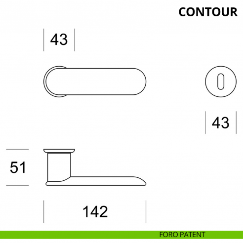 Maniglia per porta interna Contour Ento rosetta tonda foro patent