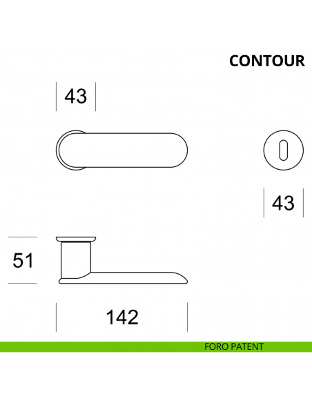 Maniglia per porta interna Contour Ento rosetta tonda foro patent