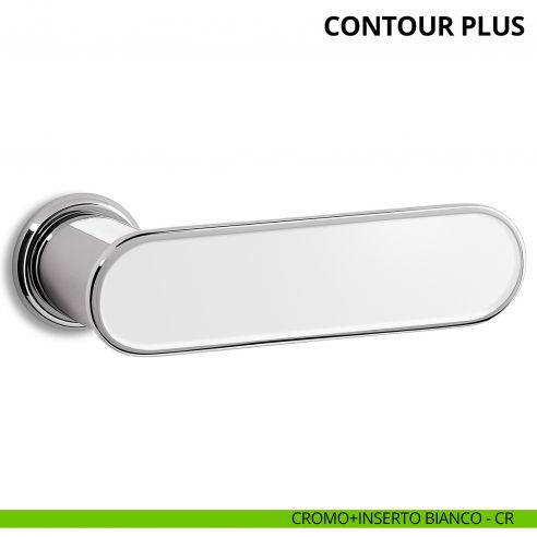 Maniglia per porta interna Contour Plus Ento con inserto e rosetta tonda cromo