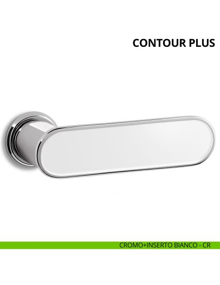 Maniglia per porta interna Contour Plus Ento con inserto e rosetta tonda cromo