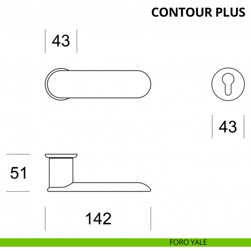 Maniglia per porta interna Contour Plus Ento con inserto e rosetta tonda foro yale