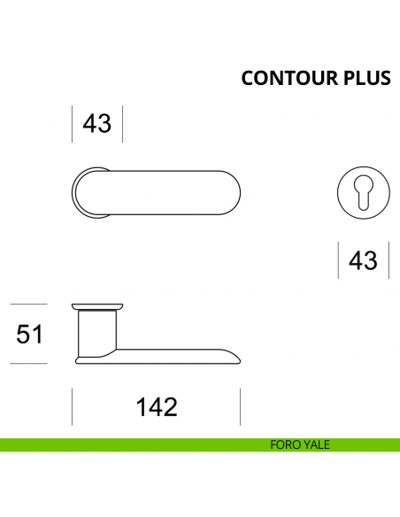 Maniglia per porta interna Contour Plus Ento con inserto e rosetta tonda foro yale