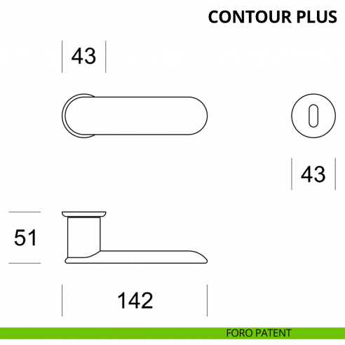Maniglia per porta interna Contour Plus Ento con inserto e rosetta tonda foro patent