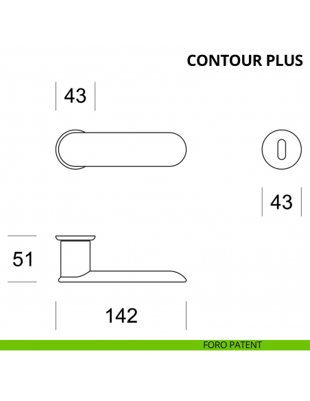 Maniglia per porta interna Contour Plus Ento con inserto e rosetta tonda foro patent