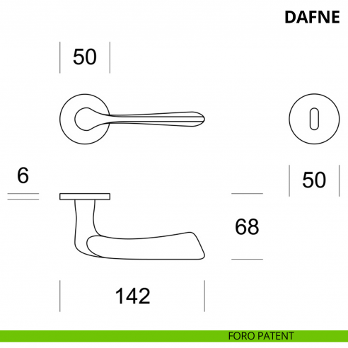 Maniglia per porta interna Dafne Ento rosetta tonda foro patent