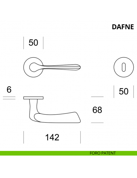 Maniglia per porta interna Dafne Ento rosetta tonda foro patent