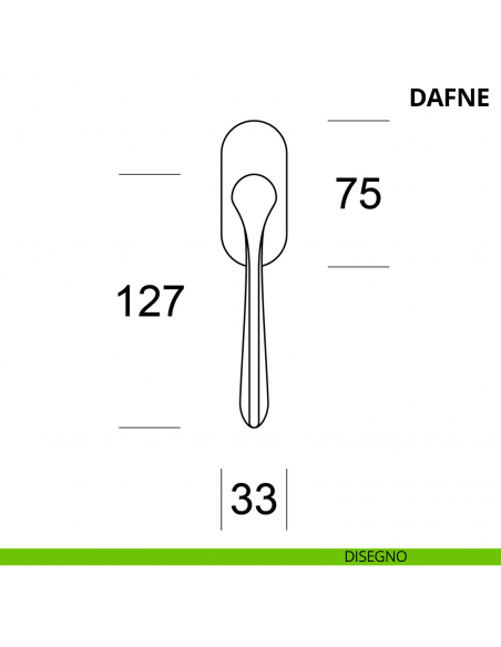 Maniglia per finestra martellina DK Dafne Ento disegno