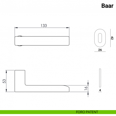Maniglia per porta Baar Nuda Verum Italy senza rosetta - foro patent