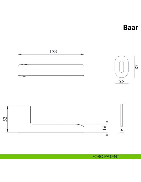 Maniglia per porta Baar Nuda Verum Italy senza rosetta - foro patent