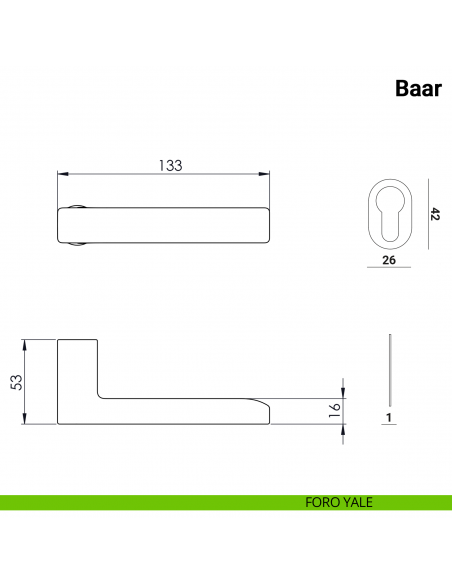 Maniglia per porta Baar Nuda Verum Italy senza rosetta - foro yale