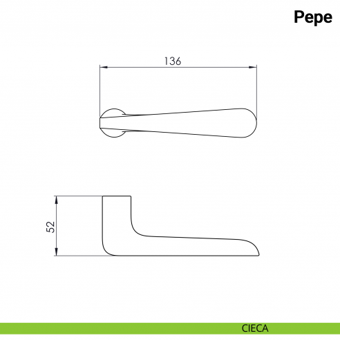 Maniglia per porta Pepe Nuda Verum Italy senza rosetta - cieca