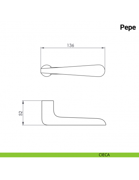 Maniglia per porta Pepe Nuda Verum Italy senza rosetta - cieca