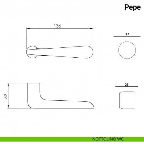 Maniglia per porta Pepe Nuda Verum Italy senza rosetta