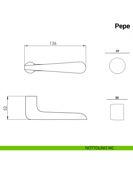 Maniglia per porta Pepe Nuda Verum Italy senza rosetta