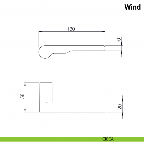Maniglia per porta Wind Nuda Verum Italy senza rosetta - cieca