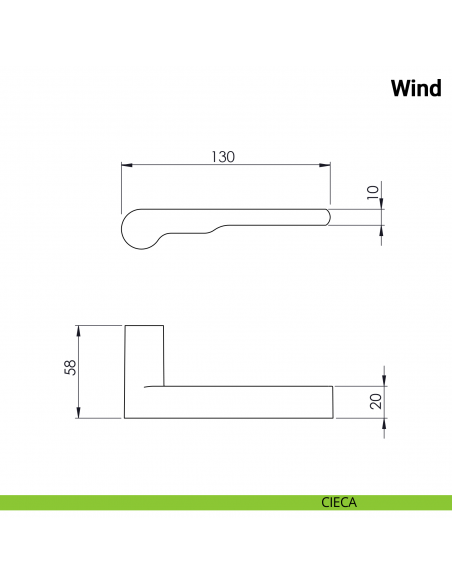 Maniglia per porta Wind Nuda Verum Italy senza rosetta - cieca