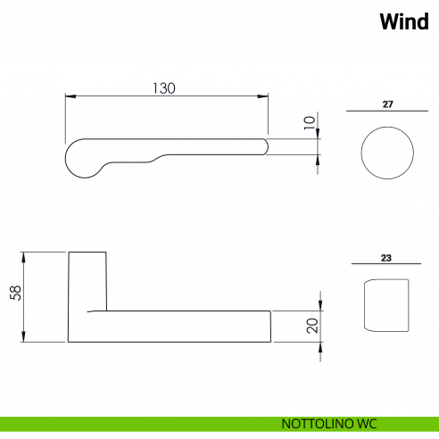 Maniglia per porta Wind Nuda Verum Italy senza rosetta