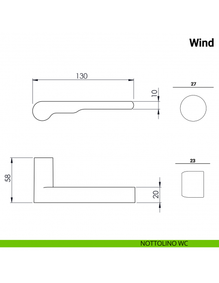 Maniglia per porta Wind Nuda Verum Italy senza rosetta