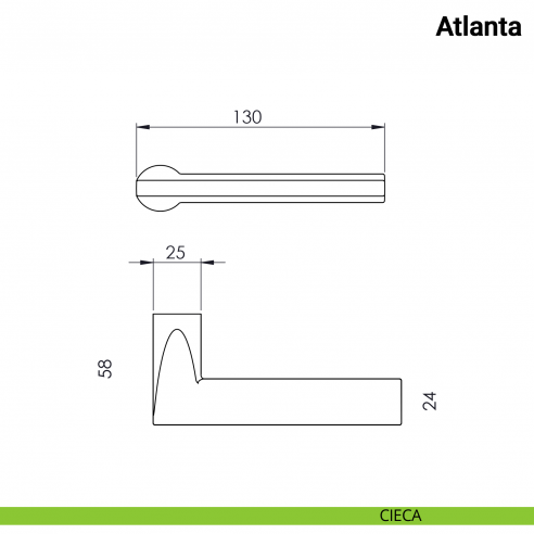 Maniglia per porta Atlanta Nuda Verum Italy senza rosetta - cieca