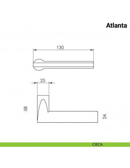 Maniglia per porta Atlanta Nuda Verum Italy senza rosetta - cieca