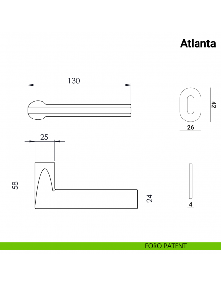Maniglia per porta Atlanta Nuda Verum Italy senza rosetta - foro patent
