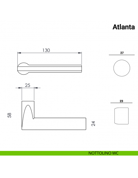 Maniglia per porta Atlanta Nuda Verum Italy senza rosetta - nottolino wc