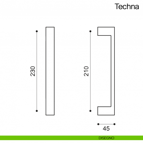 Maniglione per porta Techna Manital senza rosette disegno