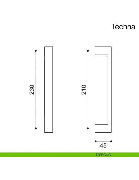 Maniglione per porta Techna Manital senza rosette disegno