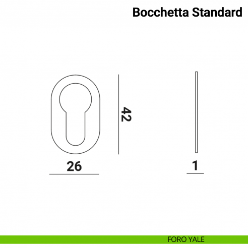 Coppia bocchette ovali standard foro cilindro Verum Italy disegno