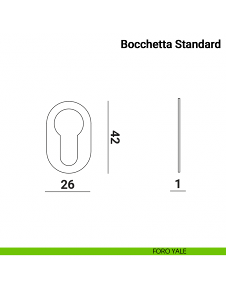 Coppia bocchette ovali standard foro cilindro Verum Italy disegno