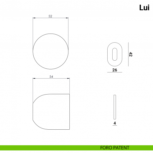 Pomolo girevole per porta Lui Nuda Verum Italy senza rosetta - foro patent
