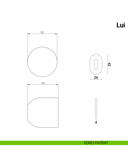 Pomolo girevole per porta Lui Nuda Verum Italy senza rosetta - foro patent